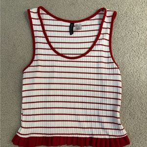 H&M Red and White Striped Tank Top